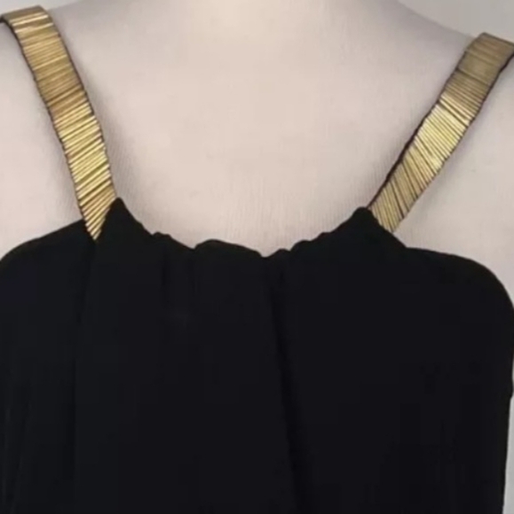 GUCCI Women's Black Silk Dress with Gold Beaded Straps, NWT - Picture 2 of 6